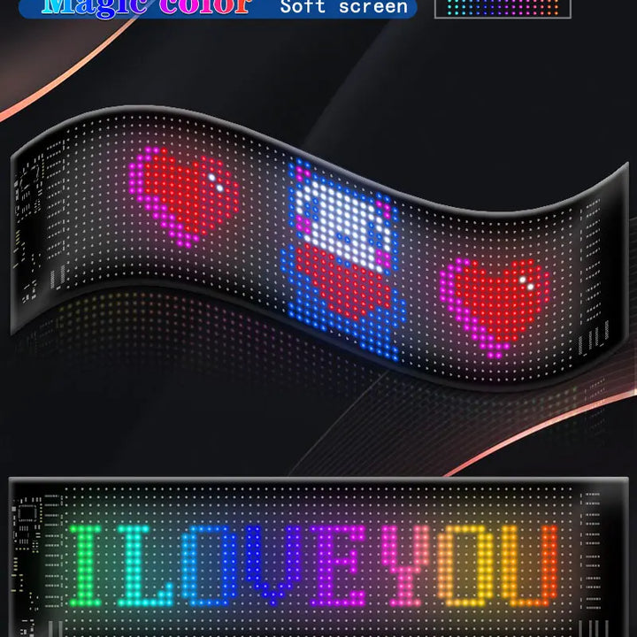 Car LED Matrix Pixel Panel Funny DIY RGB Lighting Graffiti Scrolling Text Board Windshield Advertising Screen APP Control