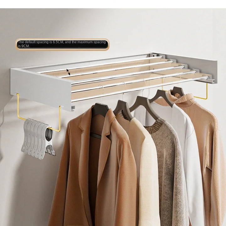 Indoor folding clothes hanger wall mounted invisible clothes hanger balcony hanging clothes pole hidden towel rack