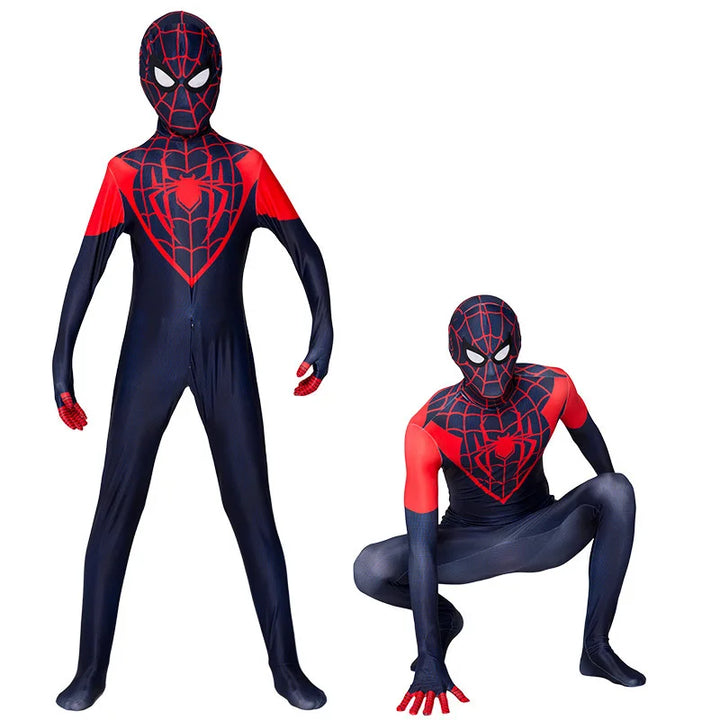 Spiderman Cosplay Fantasy Costumes Jumpsuit For Boys Girls Spider Man Miles Morales Superhero Halloween Carnival Zentai Bodysuit