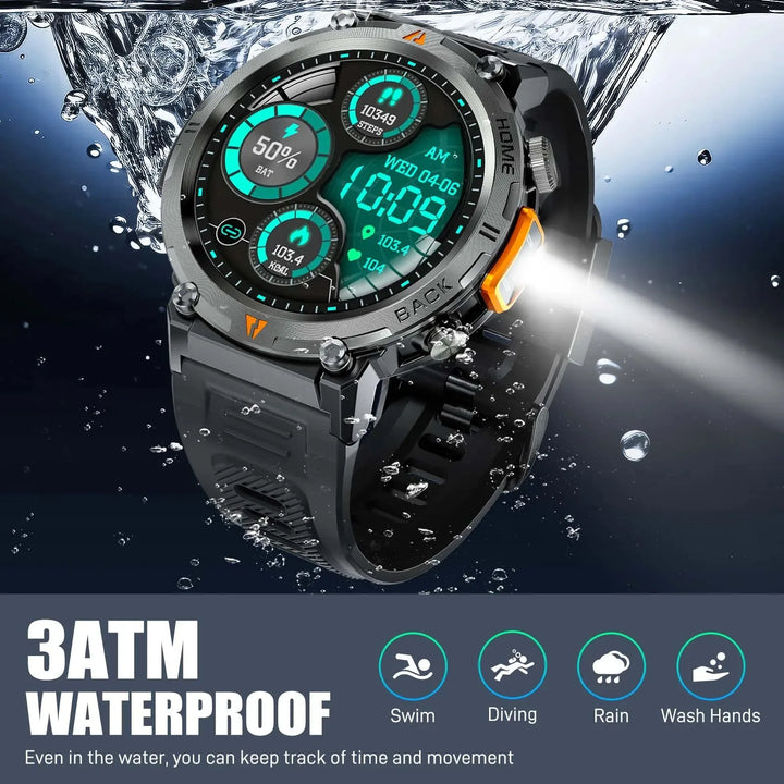 KE3/S100 Bluetooth Smart Watch Men AMOLED Screen reloj inteligente 2024 Outdoor With Flashlight Man SmartWatch For IOS Android