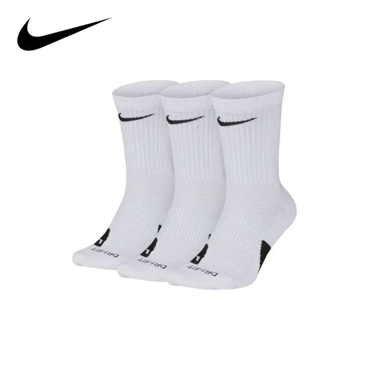 Nike Sport Breathable Mid-tube Socks Men's 3 Pairs White S M L SX7627-100