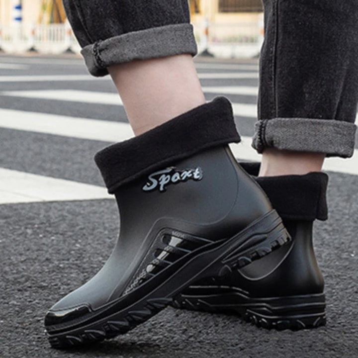 Men's Rain Boots Outdoor Fishing Boots Fashion Waterproof Kitchen Rubber Shoes Non Slip Work Botines Winter Warm Men Ankle Boots