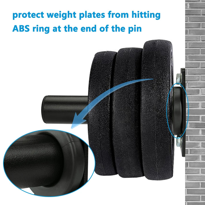 Wall Mounted Weight Plate Holder Fit 2inch Olympic Weight Plates with Protective Rubber Pad Max Weight 300 lb Mounting Hardware