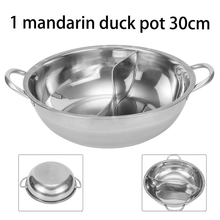 30cm Twin Divided Hot Pot Stainless Steel Hotpot Kitchen Cooker Gas Stove Compatible Pots Home Kitchen Cookware Soup Cooking