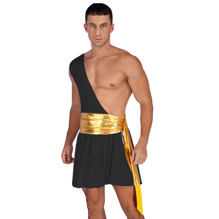 Men's  Ancient Greek God Halloween Party Costume Cosplay One Shoulder Strap Skirts Knight Warrior Theatrical Performance Outfit