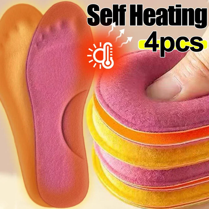 2/4pcs Winter Self Heating Insoles Foot Thermal Thicken Non Slip Insole Memory Foam Shoe Pads Warm Sport Shoes Inserts Women Men