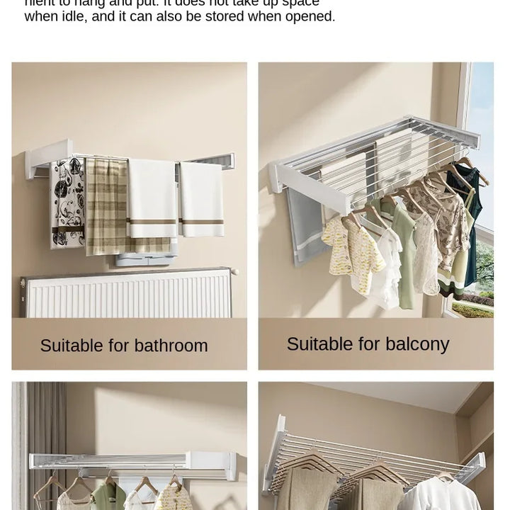 Invisible Towel Rack for Bathroom and Balcony - Foldable, Wall-Mounted, Retractable Drying Rack for Indoor Use