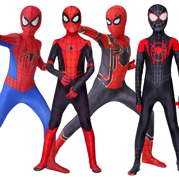 Spiderman Cosplay Fantasy Costumes Jumpsuit For Boys Girls Spider Man Miles Morales Superhero Halloween Carnival Zentai Bodysuit