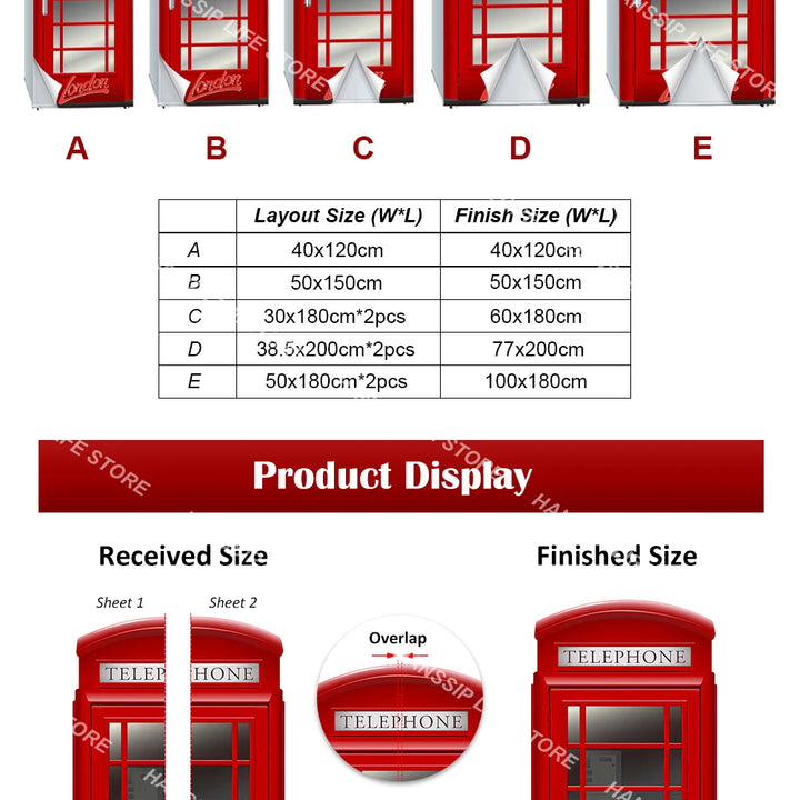 INS Red Umbrella Big Ben Fridge Door Wrap Mural Waterproof PVC Refrigerator Door Art Poster Wallpaper Removable Fridge Decal