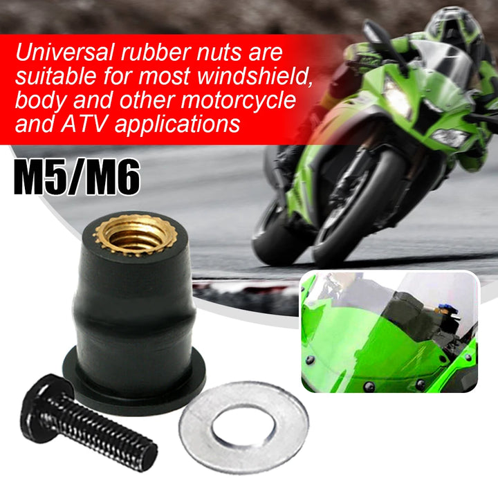 30PCS M5 M6 Motorcycle Windscreen Windshield Bolts Screws Metric Rubber Well Nut Fastener For Honda Suzuki Yamaha Kawasaki