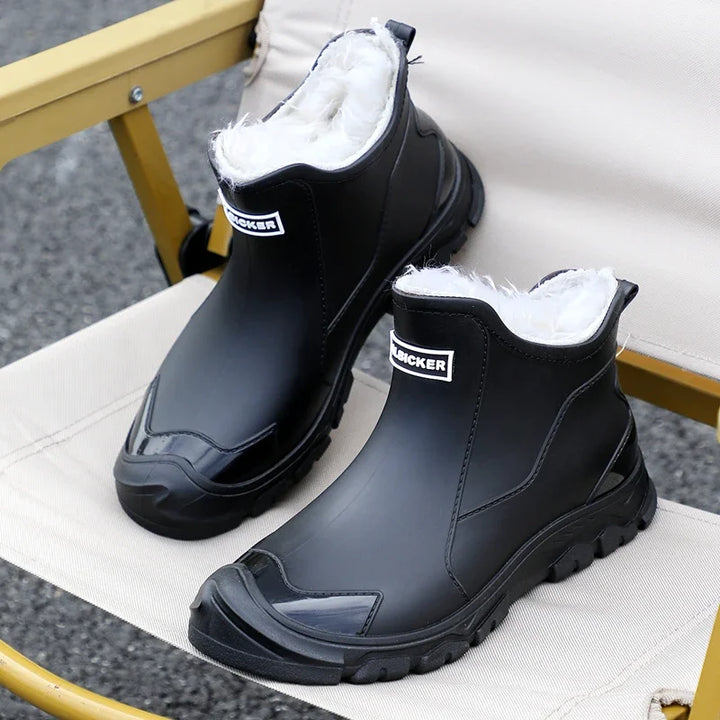 New Winter Cotton Mans Shoes Casual Men's Rain Boots Pvc Waterproof Rubber High Quality Mens Chef Fishing Shoes Size Plus 39-48