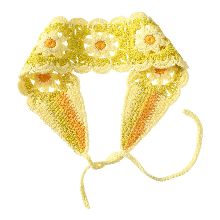 AWAYTR Crochet Bandana Daisy Flower Hair Scarf for Women 2022 Headbands Retro Turban Hairband Hair Accessories