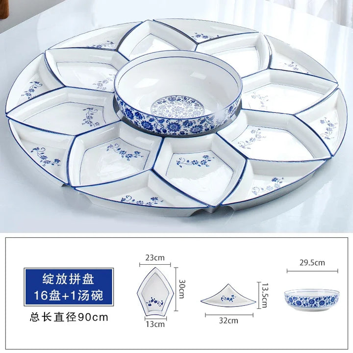 Set plate, net red set, set plate, tableware combination, ceramic dishes, dishes, round tables, dishes, creative household