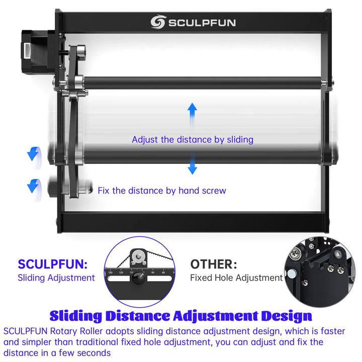 SCULPFUN Laser Rotary Roller Laser Engraver Y-axis Roller 360° Rotating for 6-150mm Engraving Diameter for Cylindrical Objects