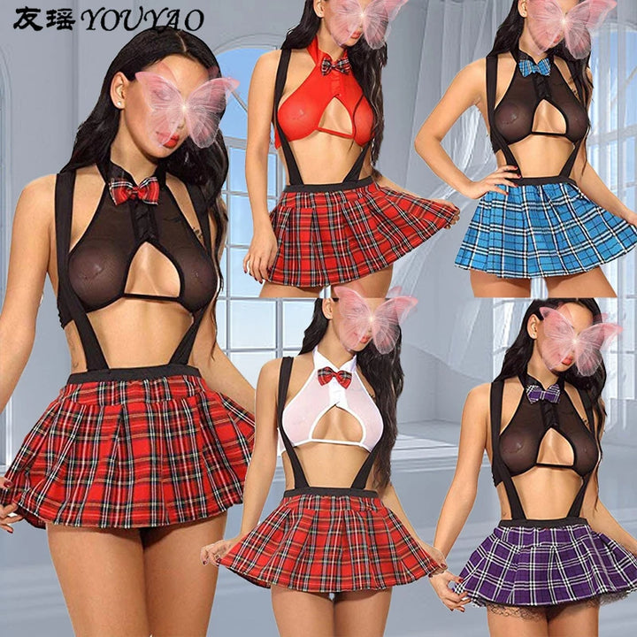 YOUYAO-Uniforme Cosplay Sexy Para Mulheres Roupa Interior Porno Lingerie Sexy Set Roupa De Dormir Erótica Traje Babydoll Vestido