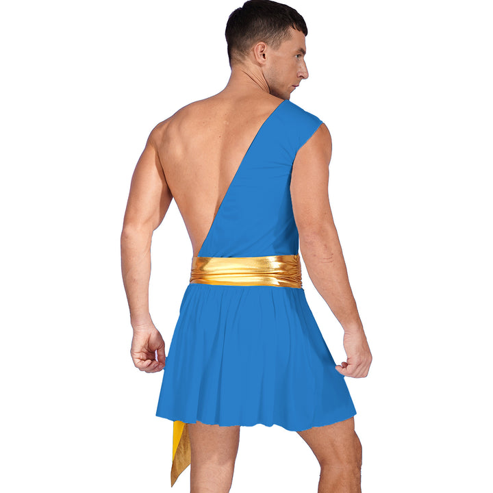 Men's  Ancient Greek God Halloween Party Costume Cosplay One Shoulder Strap Skirts Knight Warrior Theatrical Performance Outfit