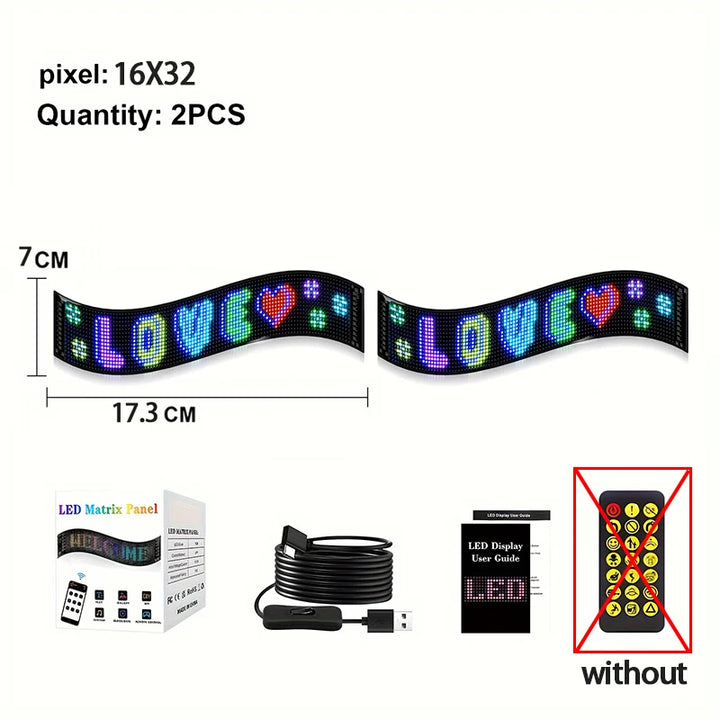 LED Matrix Pixel Panel, Scrolling Bright Advertising LED Signs, Flexible USB 5V LED Car Sign Bluetooth App Control