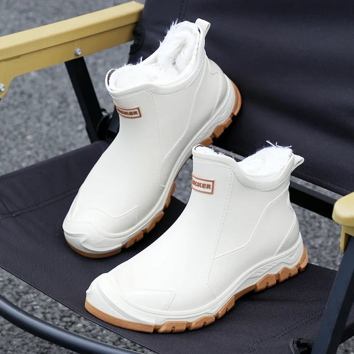 New Winter Cotton Mans Shoes Casual Men's Rain Boots Pvc Waterproof Rubber High Quality Mens Chef Fishing Shoes Size Plus 39-48