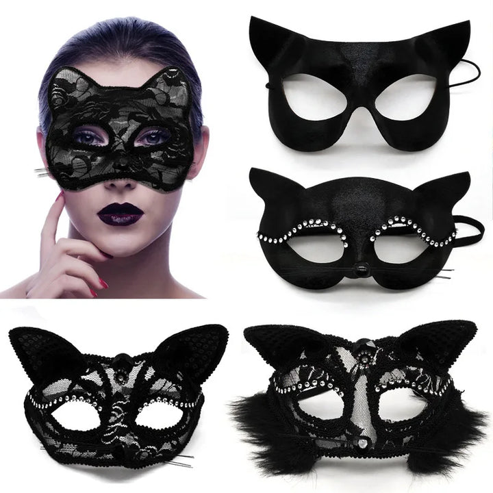 Sexy Lace Mask Women Cat Cosplay Supplies Dance Party Performance Masquerade Fox Mask Couple Animal Face Decor Eyes Accessories