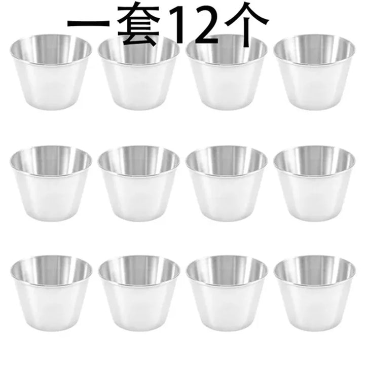 12 Pcs Stainless Steel Condiment Sauce Cups,Commercial Grade Dipping Sauce Cups,Ramekin Condiment Cups Portion Cups