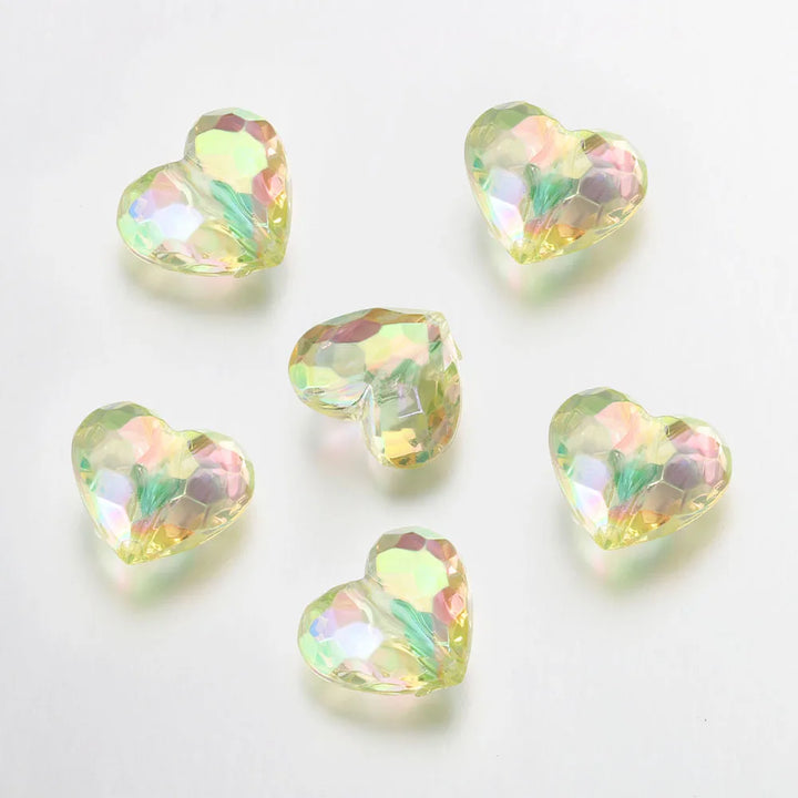 20pcs Acrylic Love Heart Beads Shiny Mix AB Color Large Crystal Loose Spacer Beads for Necklace Bracelet Pendant Jewelry Making