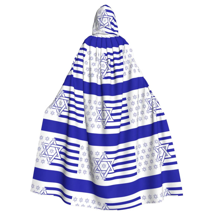 Israel Adult Cloak Cape Hooded Star Of David Blue Jewish 3D Medieval Costume Witch Wicca Vampire Elf Purim Carnival Party