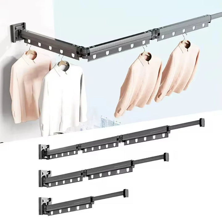 Folding Clothes Hanger Wall Mounted Retractable Cloth Drying Rack Indoor Outdoor Space-saving Aluminum Alloy Laundry Clothesline