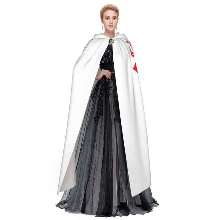 Queen Of Diamonds Card Deck Casino Poker Q Diamonds Long Hooded Cloak Witch Costume Cosplay Cape HalloweenVampire Adult Unisex