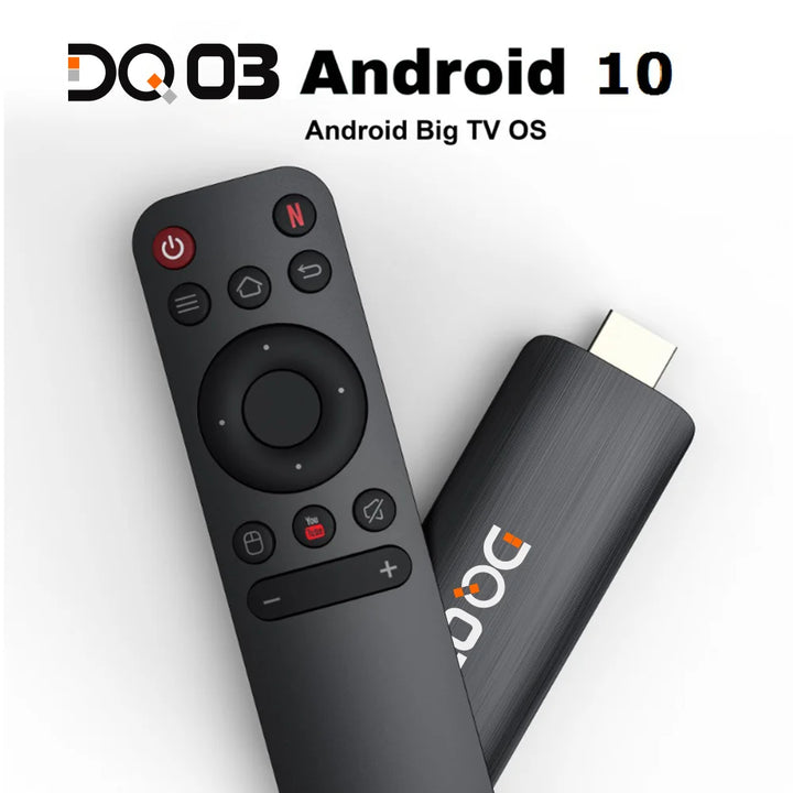 DQ03 Mini TV Stick Android 10 Quad Core ARM Cortex A53 2GB 16GB Support 4K H.265 2.4G&5.8G Wifi Streaming Smart TV Box 1GB 8GB