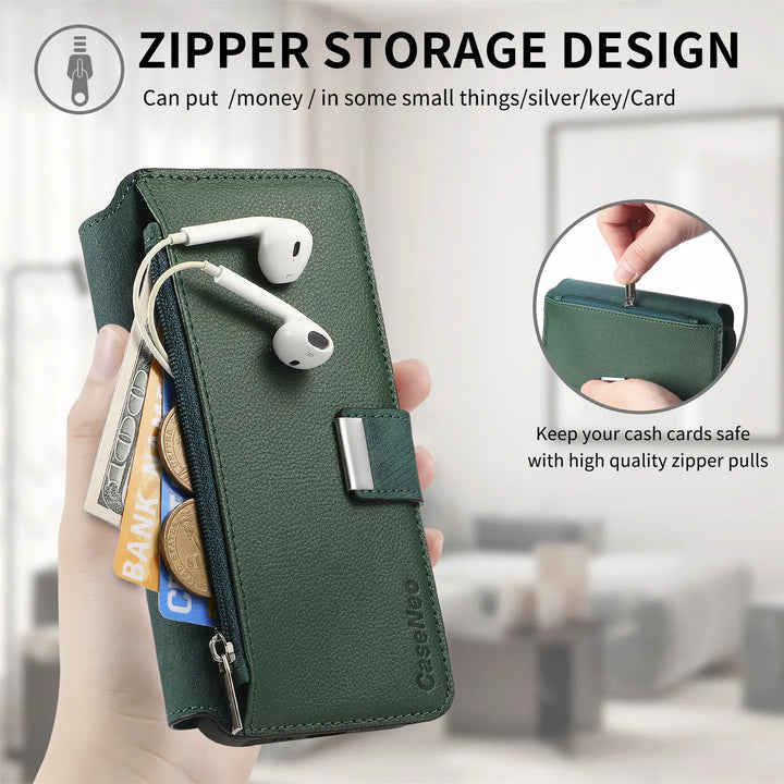 Zipper Flip magnetic suction detachable Back Cover For Honor X7b Card slot wallet shockproof Phone Case For Honor X7b 6.8 inch