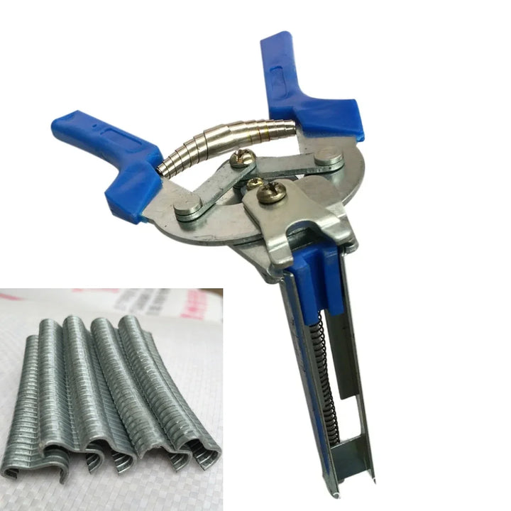 New Hog Ring Plier Tool with 600pcs M Clips Staples Chicken Mesh Cage Wire Fencing Anti-slip Handle Stainless Steel Hand Tools