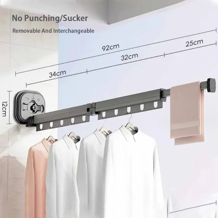 Folding Clothes Hanger Indoor Retractable Cloth Drying Rack Space Saving Home Laundry Clothesline Wall Mount Amp Clothing Rack