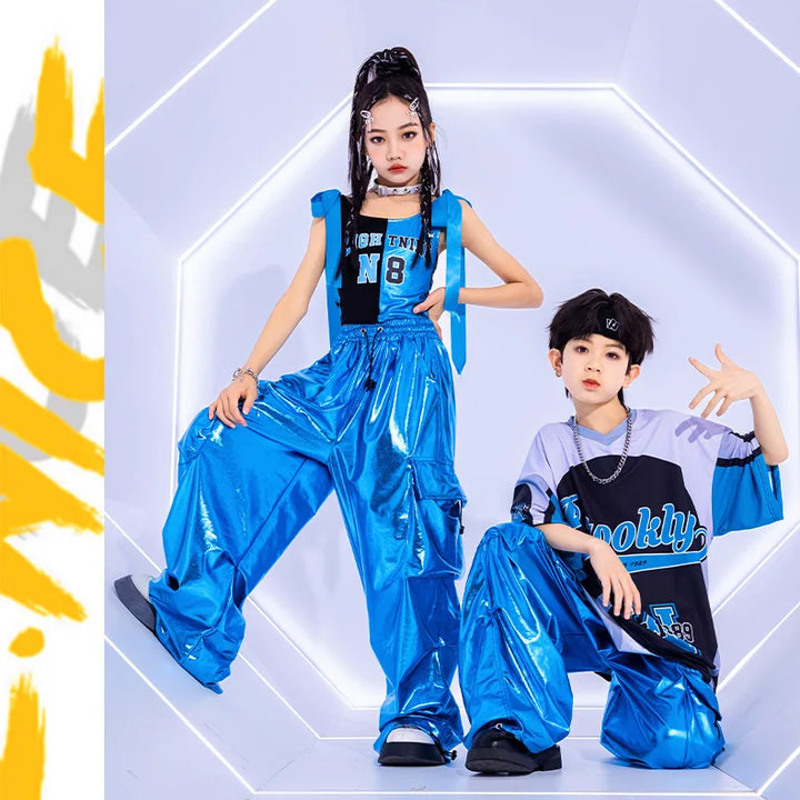 Girls Costume Summer Chidren Hip Hop Costume Streetwear Set Jazz Performance Costume Girls Fashion Suit