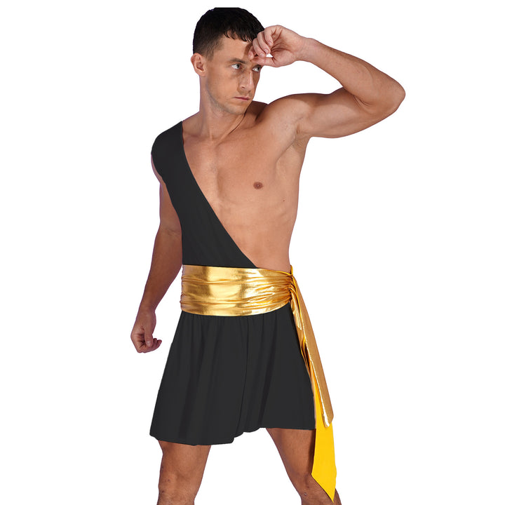 Men's  Ancient Greek God Halloween Party Costume Cosplay One Shoulder Strap Skirts Knight Warrior Theatrical Performance Outfit