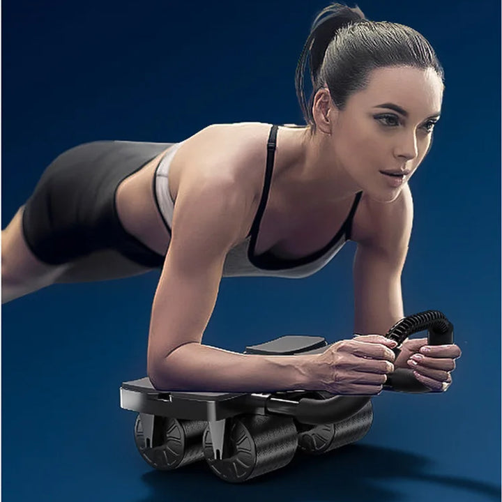 4-Wheel Abdominal Roller with Elbow Support High-Performance Exercise Machine With Automatic Rebound Multi- layered Anti-Slip De