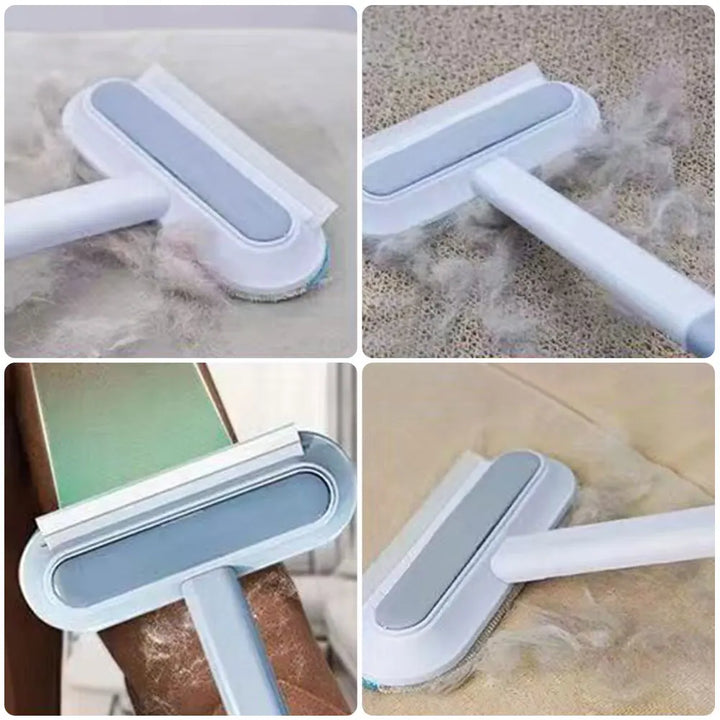 Pet Hair Removal Comb Carpet Bed Hair Cleaning Tool with Squeegee Long Handle Window Screen Cleaner Brush for Carpet Bed Sofa