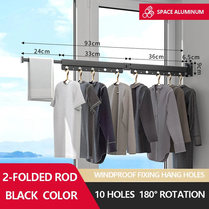 Wall No Punch Clothes Drying Rack Foldable Heavy Duty Retractable Closet Clothes Hanger Rotating Drying Rack Hanger Clothes Line