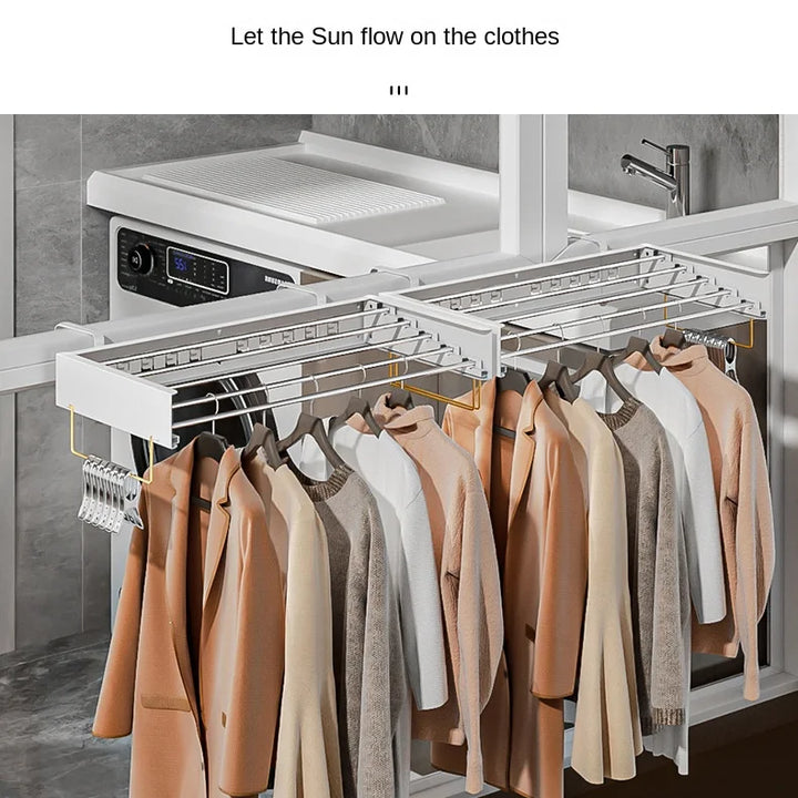 Indoor folding clothes hanger wall mounted invisible clothes hanger balcony hanging clothes pole hidden towel rack