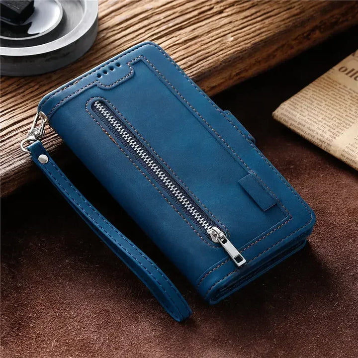 Zipper Wallet Case For Oneplus 12 11 11R 10T 10R 5G Multi 9-Card Slot Leather Flip Cover For One Plus 10 Pro 9 9R 8 8T 7 7T 6 6T