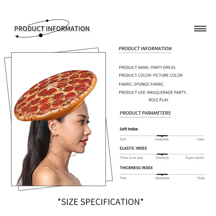 Adult Funny Pizza Hat Cosplay Food Costume Role Play Party Delicious Food Carnival Clothes Accessories For Women Christmas Gifts