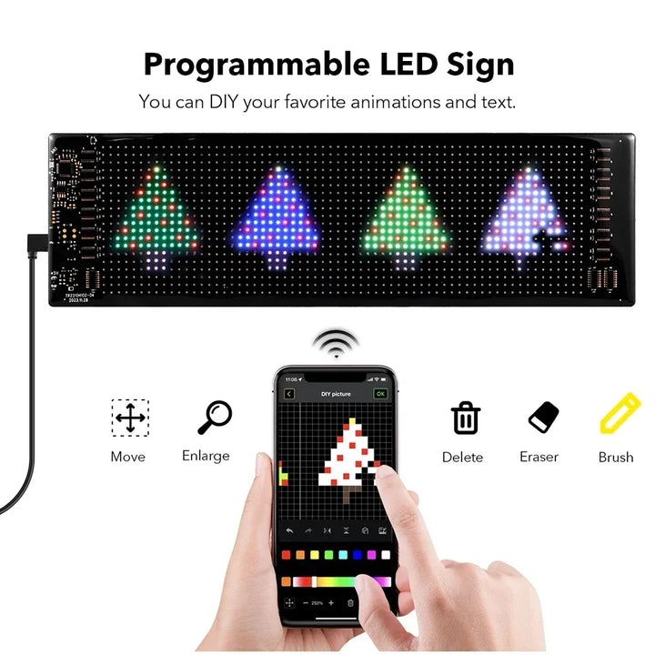 Scrolling Advertising LED Sign USB 5V Bluetooth App Control Logo Light Custom Text Pattern Animation Programmable Display Car