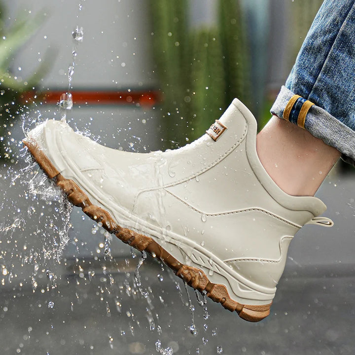 Summer Men's Ankle Rain Boots Outdoor Casual Men Hiking Fishing Water Shoes Non-slip Chef Work Boot Mans Waterproof Footwear