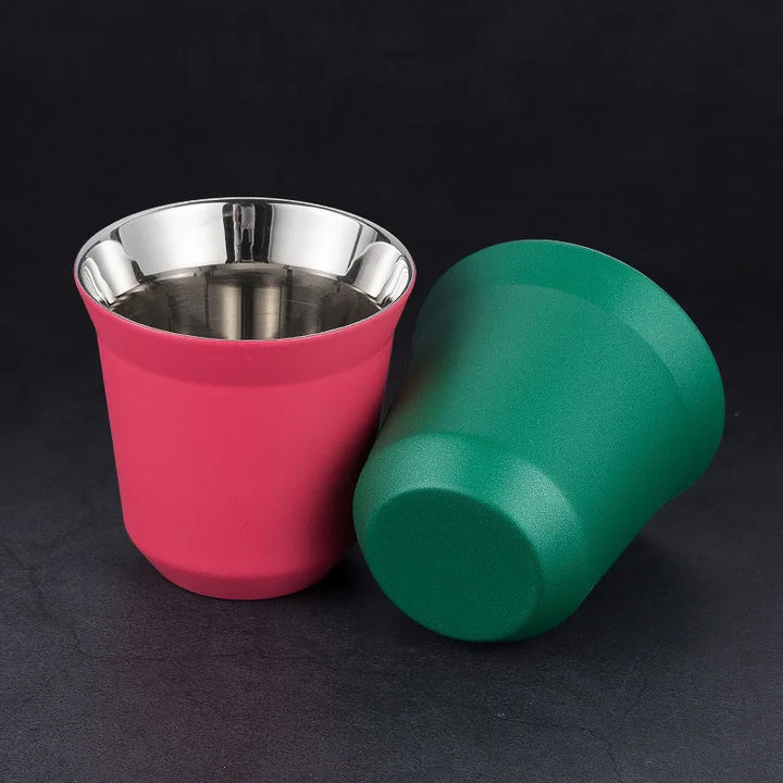 304 Stainless Steel Double-layer Coffee Cups, Insulated Tea and Water Cups, Beer Cups, Capsule Coffee Cups