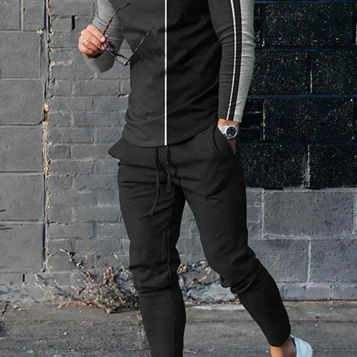 Men's Long Sleeve T-shirts and Pants Two Piece Black Classic Geometry 3D Printed Men's Sets Casual Suit nike tech fleece