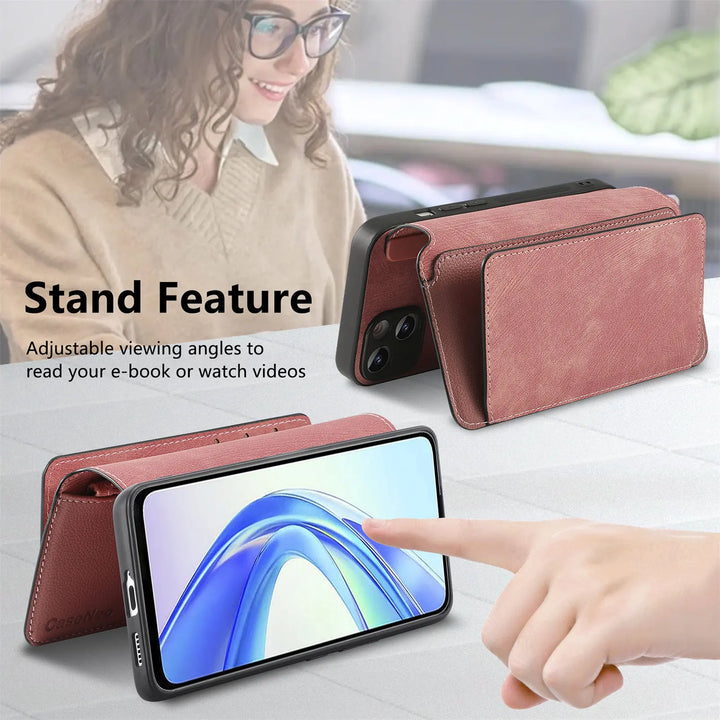 Zipper Flip magnetic suction detachable Back Cover For Honor X7b Card slot wallet shockproof Phone Case For Honor X7b 6.8 inch