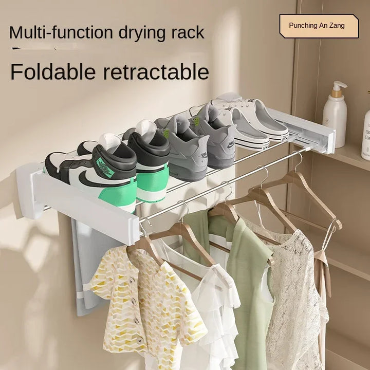 Invisible Towel Rack for Bathroom and Balcony - Foldable, Wall-Mounted, Retractable Drying Rack for Indoor Use