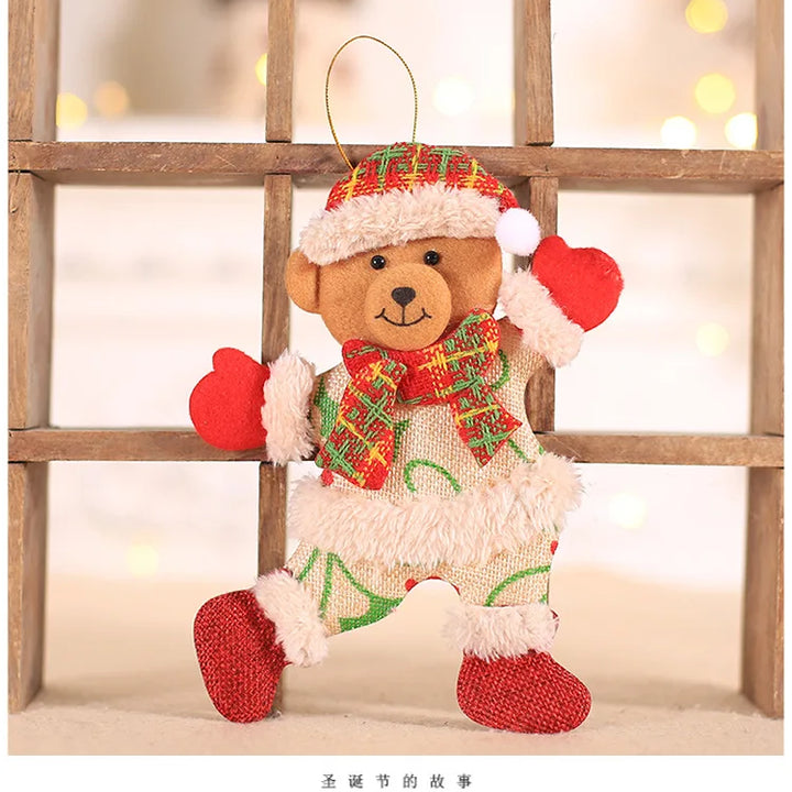 2024 Christmas Decorations Christmas Tree Accessories Christmas Fabric Doll Pendants Dancing Old Man Snowman Doll Pendants