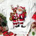 2025 New Women's Santa Claus Print T-shirt Round Neck Short Sleeved Christmas T-shirt Oversized Unisex Casual Women's T-shirt