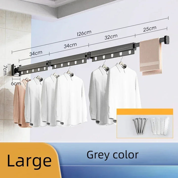 Folding Clothes Hanger Wall Mounted Retractable Cloth Drying Rack Indoor Outdoor Space-saving Aluminum Alloy Laundry Clothesline