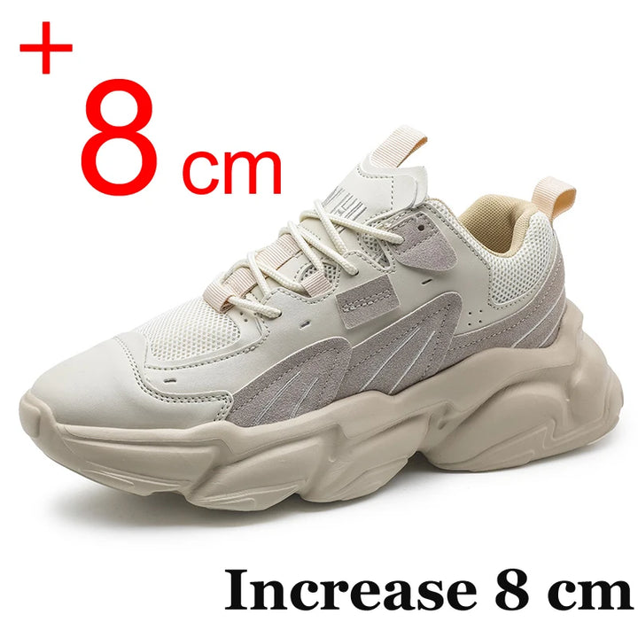 Men Sneakers Hidden Heels Elevator Shoes Plus Size 45 46 Heightening Shoes For Men Fashion Breathable 8cm 6cm Sports Taller Shoe